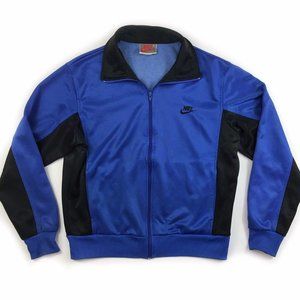Vintage Nike Track Full zip blue 90s Y2k black collar streetwear